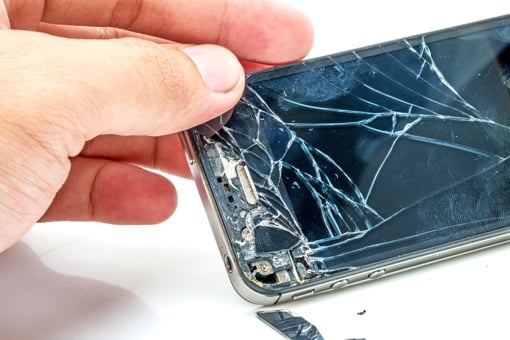 Smartphone with cracked screen