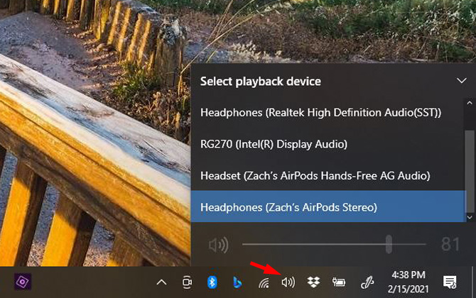 Windows audio settings