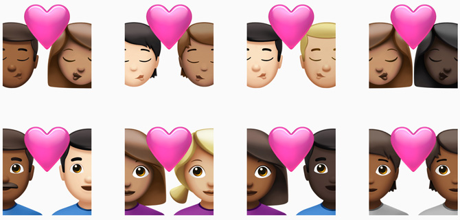 iPhone emoji new options choosing couple with heart