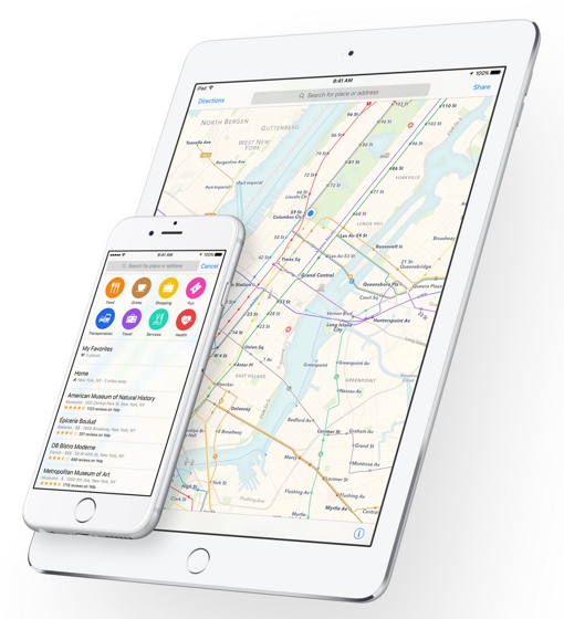 Apple iOS 9 Maps with Transit View