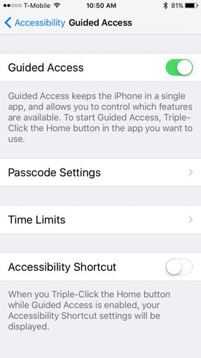 Apple iOS Guided Access