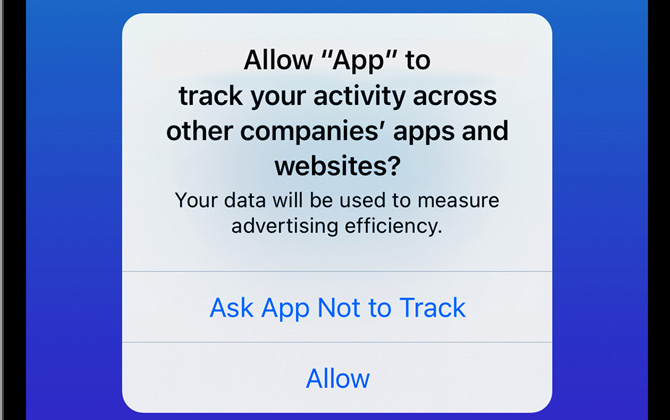 iOS 14.5 privacy control pop up for ad tracking