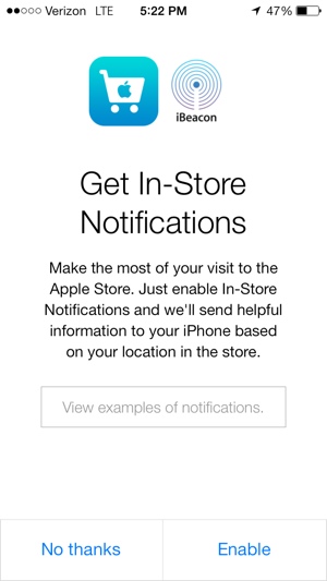 Apple Store iBeacon notification