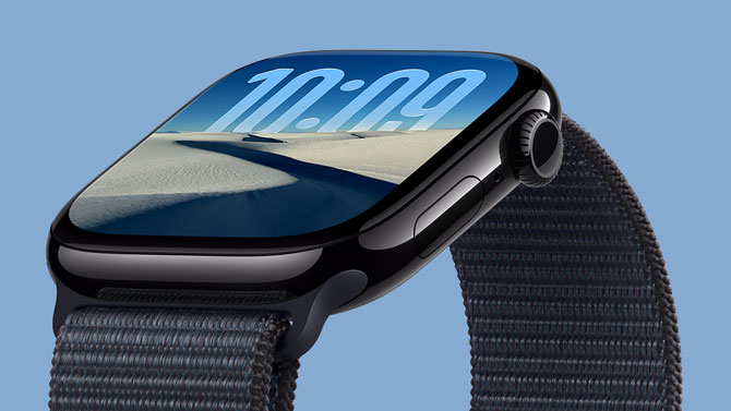 Apple Watch 11 shown from the front three quarters.