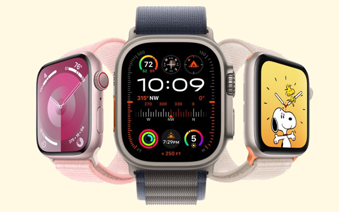 Apple Watch current models in December 2023: from the left Watch 9, Watch Ultra 2, Watch SE