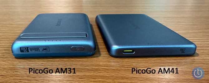 Baseus PicoGo AM31 (on the left) and the AM41 (on the right) are shown from the bottom