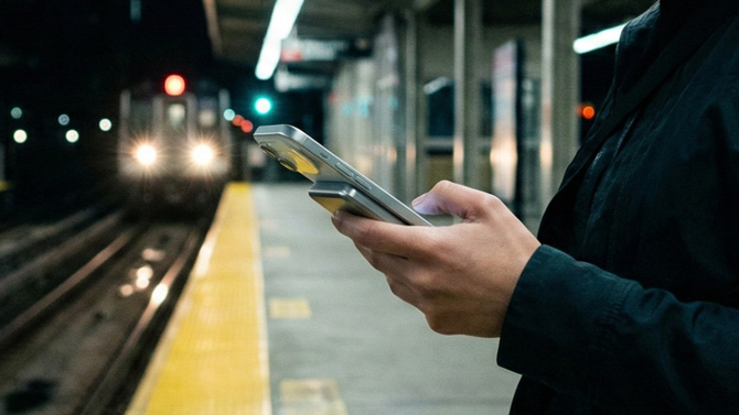 BMX SolidSafe Air attached magnetically to the back of a phone