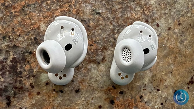 Wax-shielding grills debuting on the 2nd Gen buds (right) save the bother of cleaning and may contribute to the enticing sound.