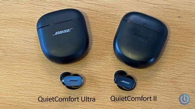Bose QuietComfort Ultra on the left and the QuietComfort II on the right.