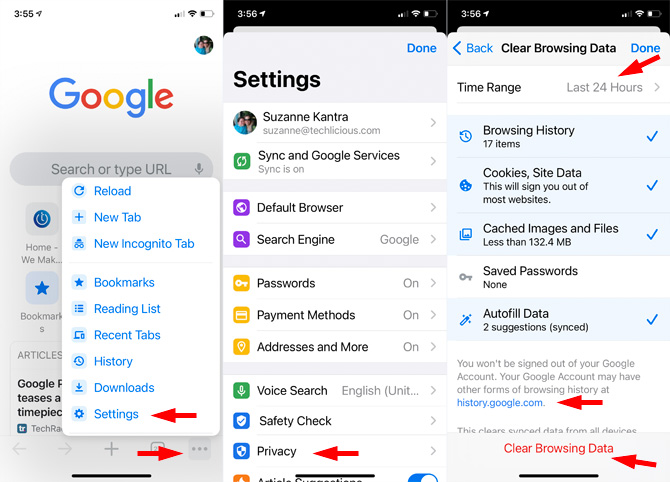 How to delete iPhone search history if you use the Chrome browser