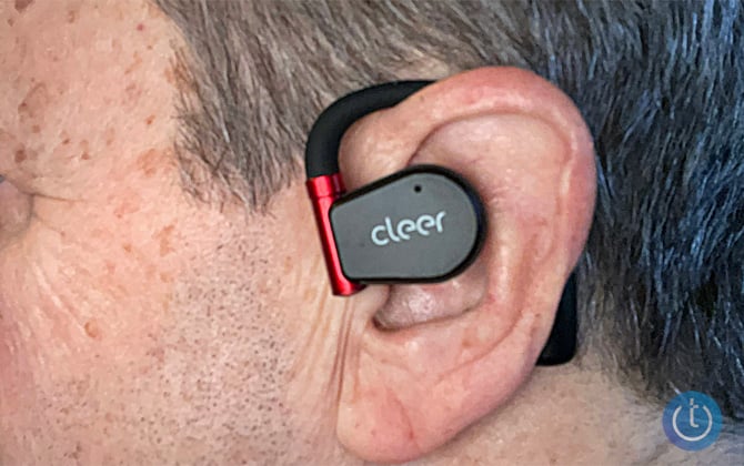 Cleer ARC II Sport shown worn on ear