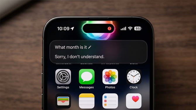 Concept image of Siri failing at a task on an iPhone.
