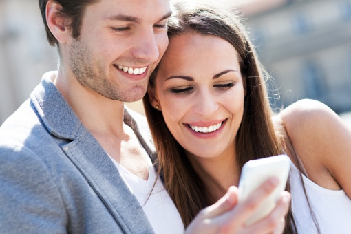 Couple with shared smartphone