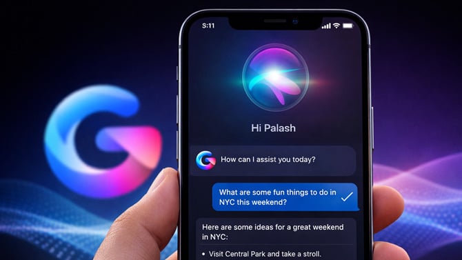 Concept image of Google Gemini powering Siri on an iPhone