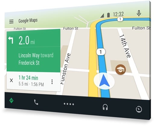 Google Android Auto navigation screen