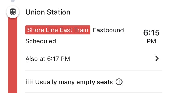 Google Maps available seats on train