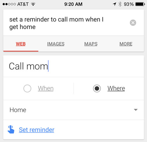 Google Now reminder