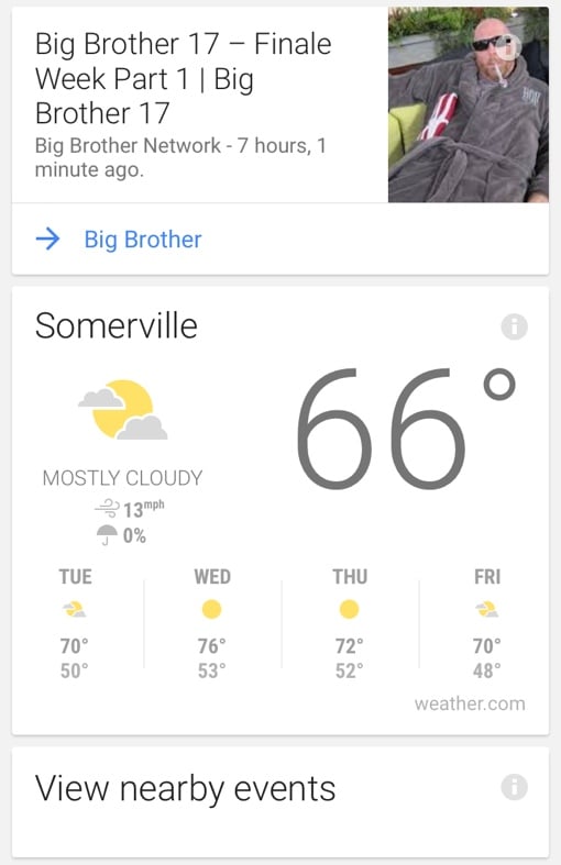 Google Now recommendations