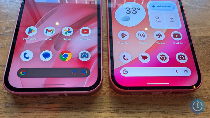 Google Pixel 9a (left), Pixel 10a (right)