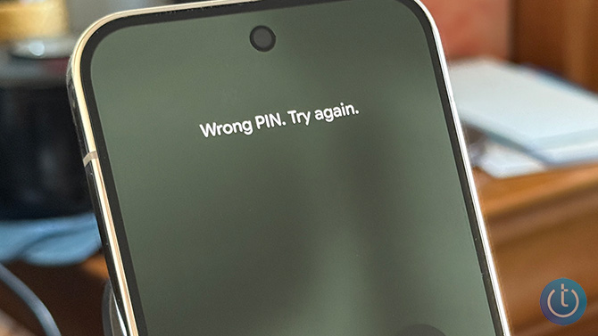 Google Pixel 10 Pro with Wrong PIN. Try again. on the screen