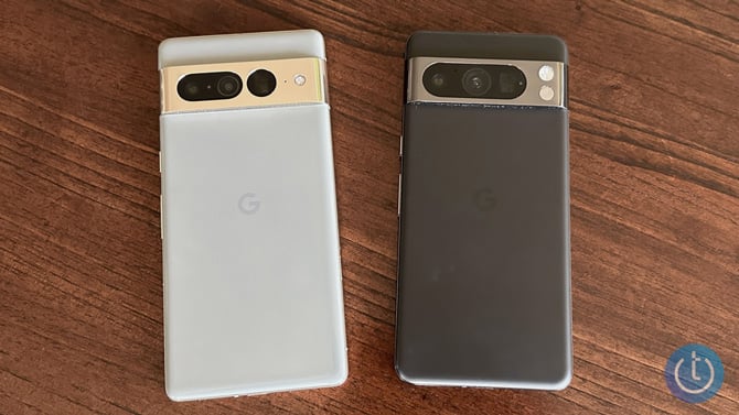 Google Pixel 7 Pro on the left Pixel 8 Pro on the right.