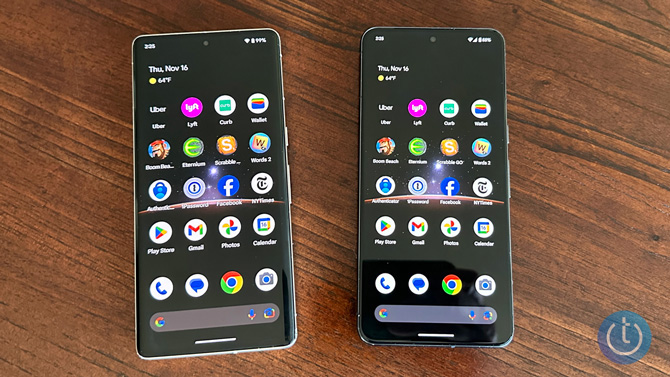 Google Pixel 7 Pro on the left Pixel 8 Pro on the right.