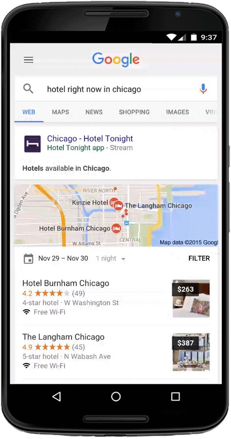 Google Search indexes and streams apps 