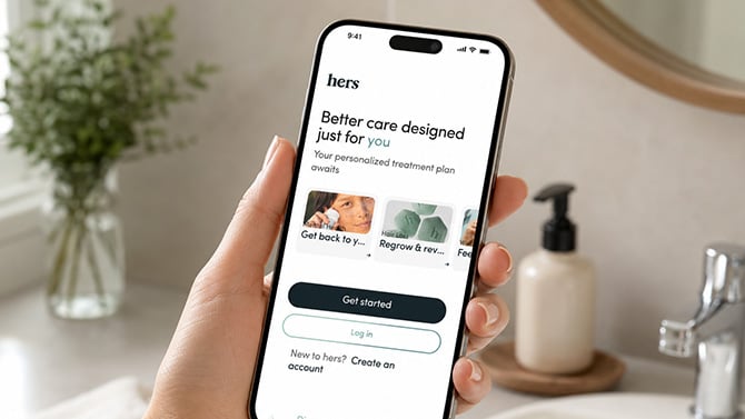 A screenshot of the Hers app on an iPhone.