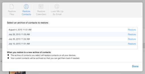 iCloud Restore Feature