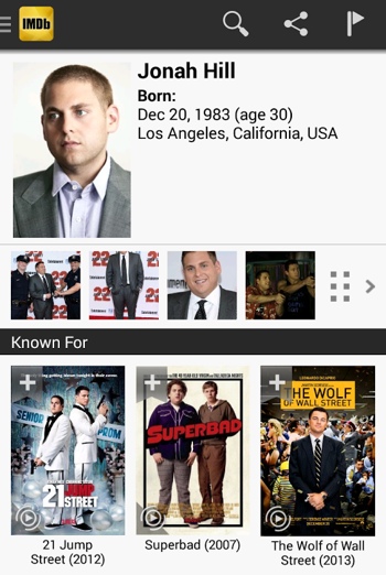 IMDb app screenshot of Jonah Hill content