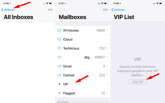 Mail app VIP list