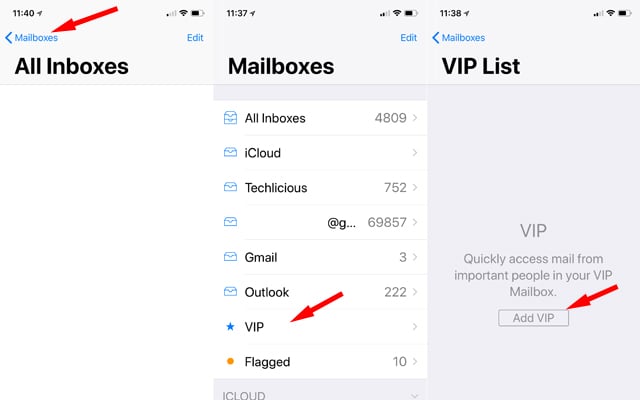 Mail app VIP list