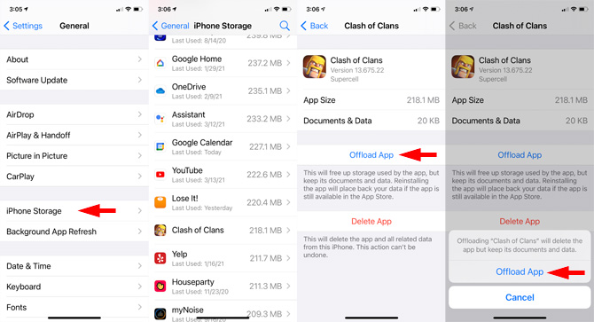 How to offload unused apps manually