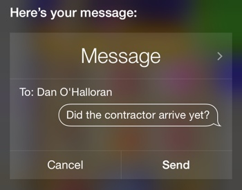 Sending a text via voice command on iOS