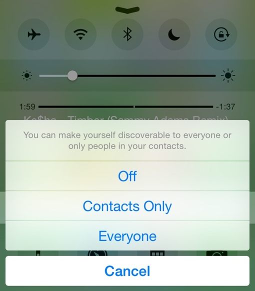 iPhone AirDrop settings