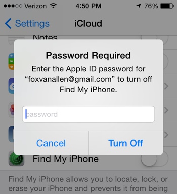 iPhone Password Required screen