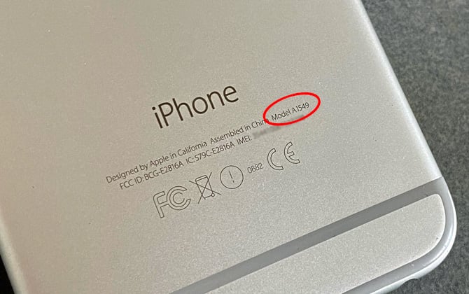 iPhone model number 