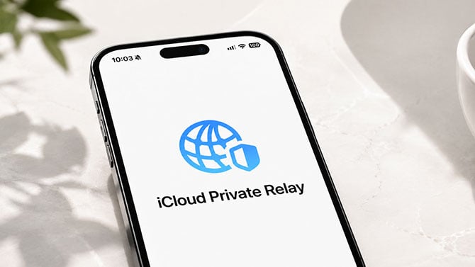 iPhone showing the iCloud Private Relay logo