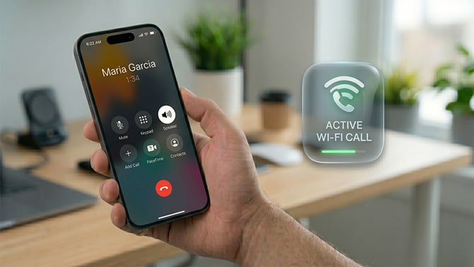 Concept image of iPhone Wi-Fi calling.
