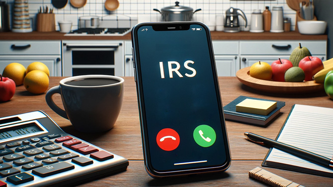 Conceptual drawing of IRS call on smartphone