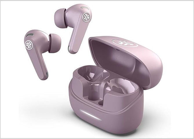 photo of jbud earbuds with their case