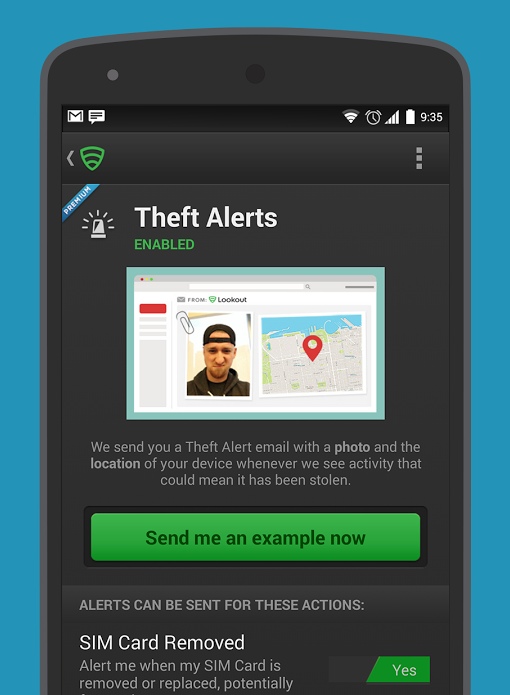 Lookout mobile security app 'Theft Alerts'