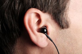 man wearing earphone