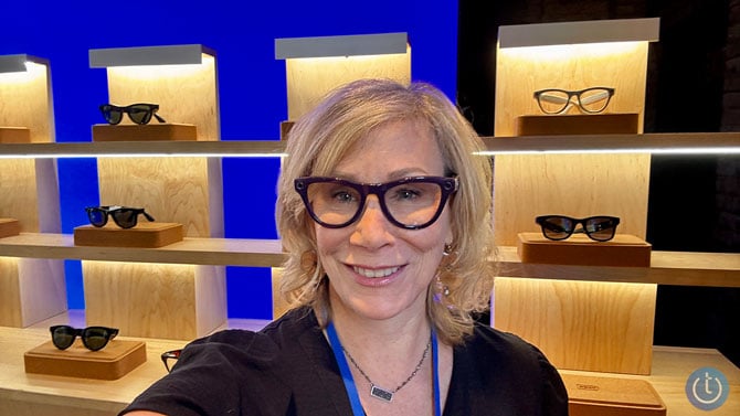 Andrea Smith wears the Ray-Ban Meta Gen 2 in Mystic Violet.