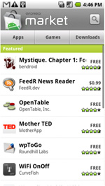 Droid Market screen