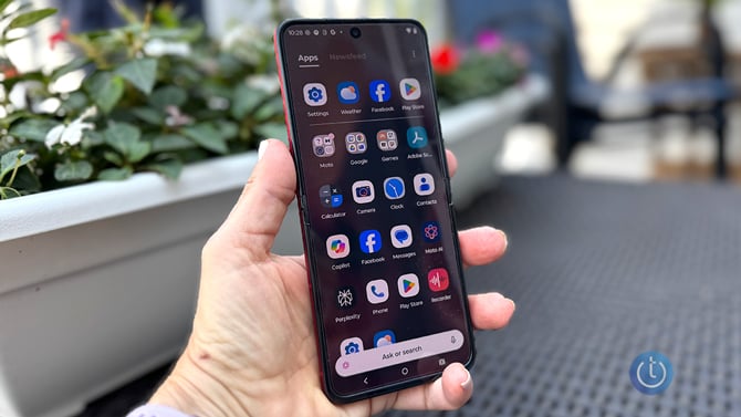 The 2025 Razr Ultra is shown open and you can see that there's no visible crease.