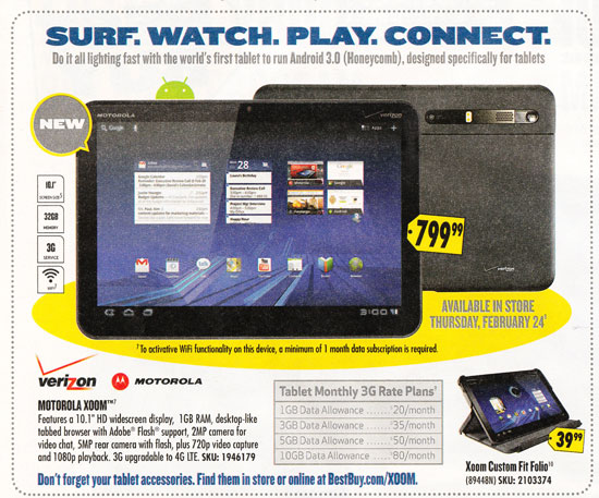 Motorola Xoom Best Buy flyer