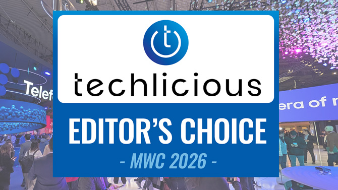 Techlicious MWC 2026 Editor's Choice Award logo on top of a photo at MWC 2026