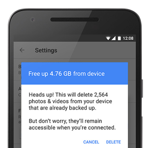 Google Photos now frees up phone space