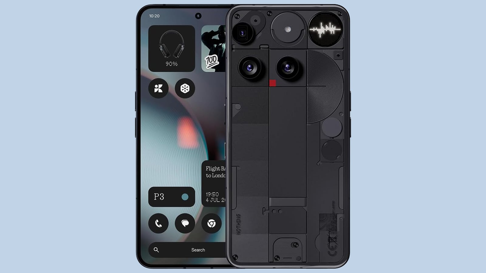 The front and back of the Nothing phone (3)